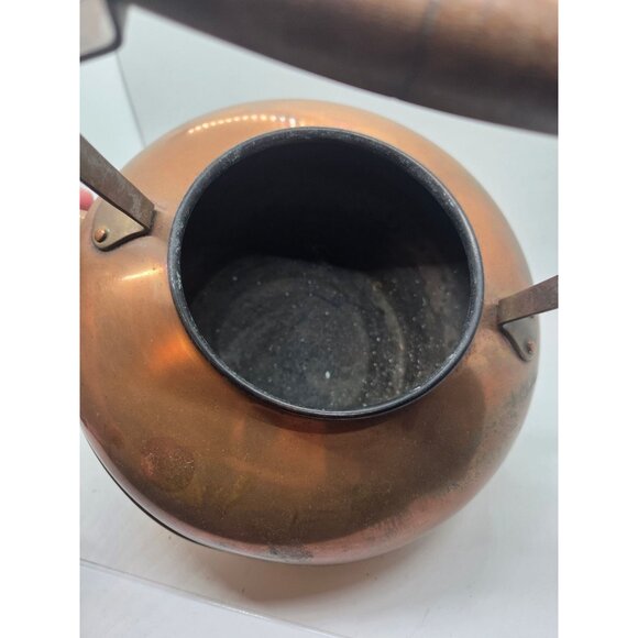 VTG Copper Tea Kettle Wood Handle & Lid Classic Cottage French British - Picture 5 of 8